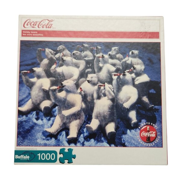 Lot of 2 Buffalo Games 1000 piece Coca Cola Jigsaw Puzzles Coca Cola Bears Neon - Picture 6 of 7